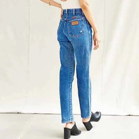 Vintage 90's WRANGLER Jeans High Waist Dark Wash Straight Leg Denim - Picture 2 of 12